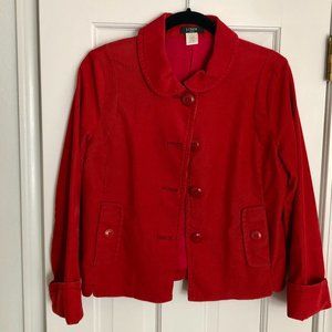 Really cute J. Crew red corduroy jacket. Size 6.  Great condition.